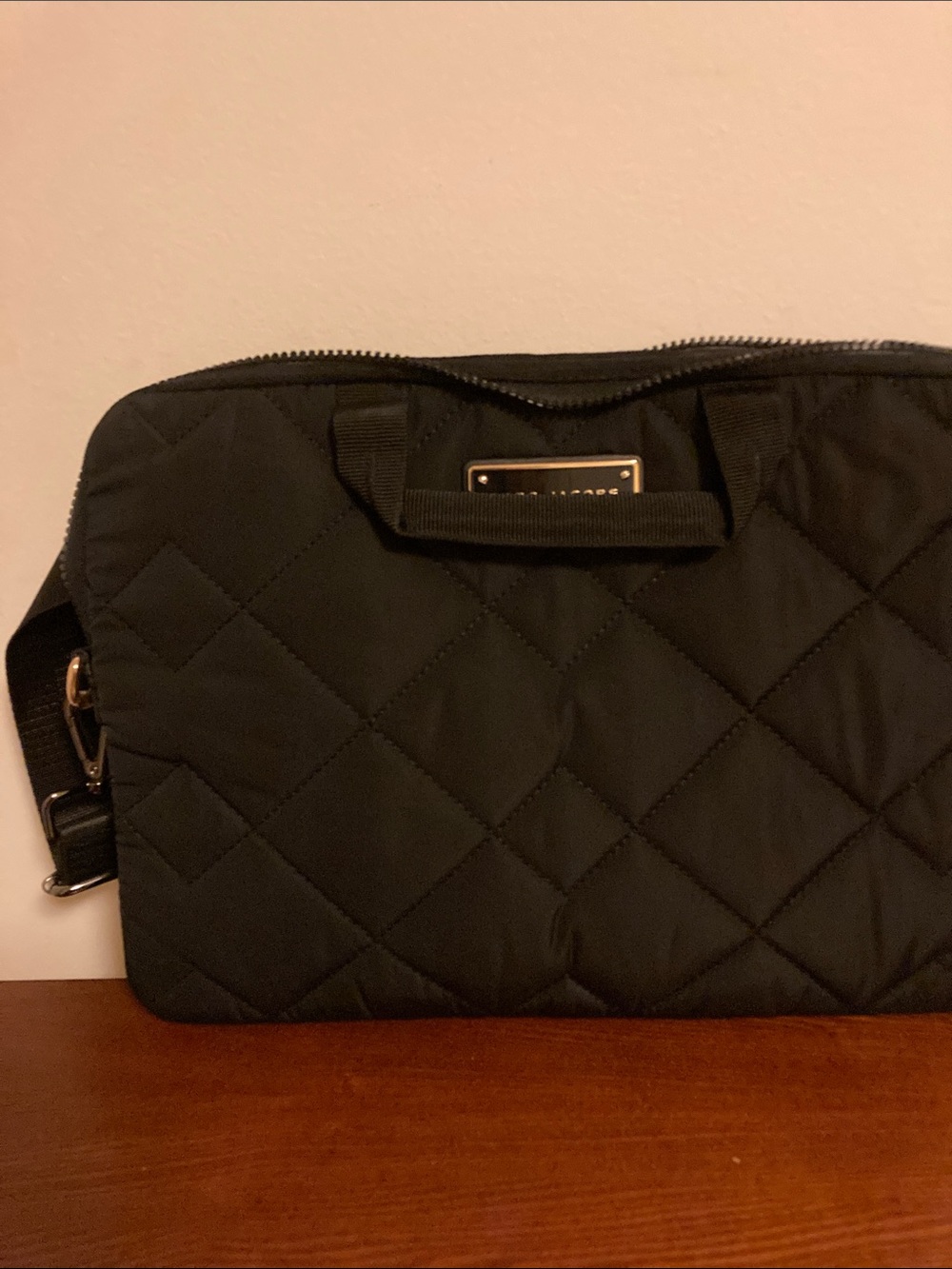 Marc Jacobs Black Quilted Laptop Bag with Shoulder Strap